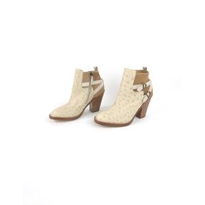 LUCCHESE Bootmaker Women's Textured Ostrich Leather Ankle Bootie Size 6.5